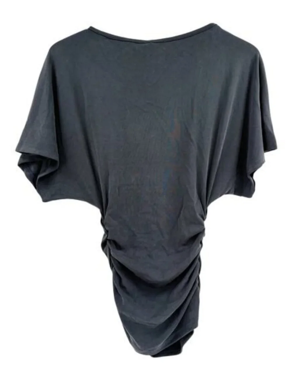 NWT OGL Navy Blue Effortless Boatneck Batwing Sleeve Side Ruched M - Picture 4 of 11